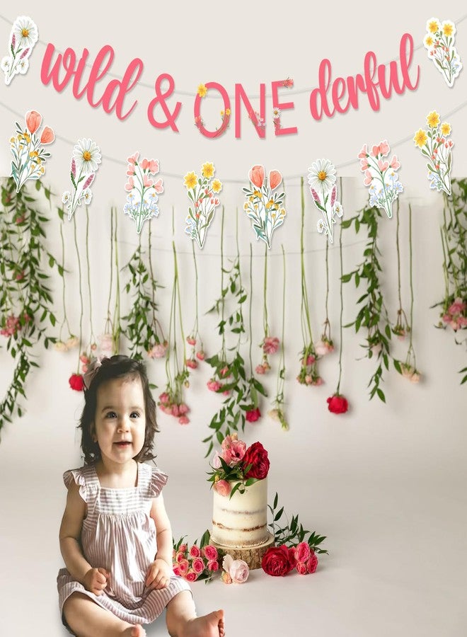Funmemoir زينة عيد الميلاد الأول للبنات من Funmemoir Wildflower، لافتة زهور برية رائعة، إكليل زهور برية ملون لزهرتنا الصغيرة التي تبلغ عامها الأول، زينة زهور عيد الميلاد الأول - Image 3