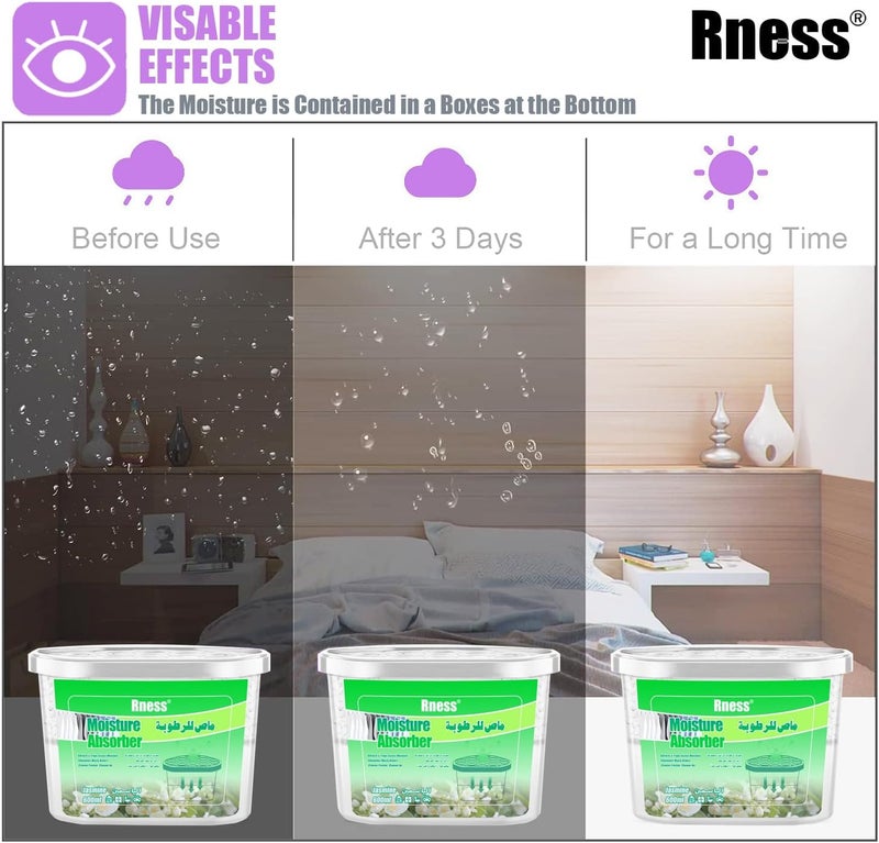 Rness Jasmine Moisture Absorber Boxes,Moldproof Deodorizing Desiccant Dehumidifier Boxes Jasmine Aroma Humidity Absorber for Bathroom Closet Wardrobe Kitchen 6 Pack(600 ml each) - Image 5