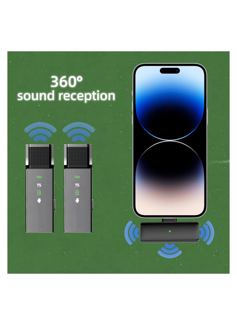 Generic - Wireless Lavalier Microphone Type-C Phone, Lapel Mini Clip-on Mic, Professional Noise Reduction, 6H Working Time, Safety Mode with Charging Case, for Video Recording, Interview, Vlog, Live Stream - Image 1