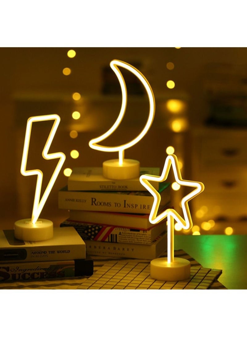 Loquat 3PCS Creative LED Neon Modeling Battery USB Dual Decorative Color Lights 
