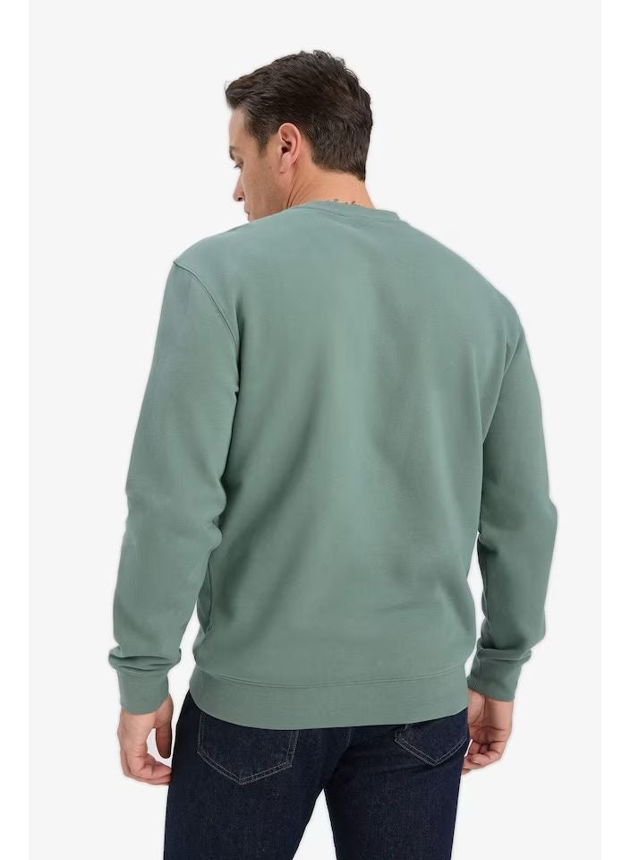 Infinity Men’s Cotton Crew Neck Sweatshirt – Soft Touch Casual Pullover in Sage Green - Image 4