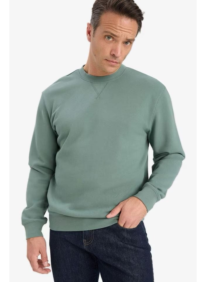 Infinity Men’s Cotton Crew Neck Sweatshirt – Soft Touch Casual Pullover in Sage Green - Image 2