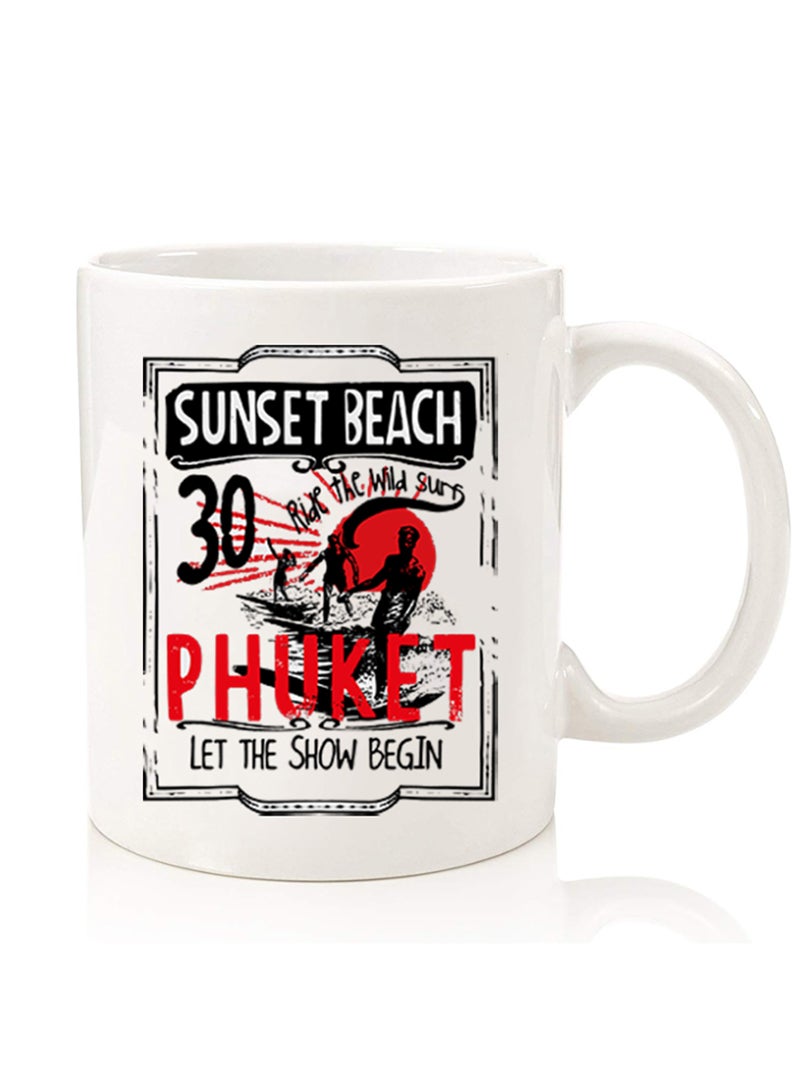 Theodor Premium Quality Two Sided Printed Coffee Mug Tea Cup For Home Office, Kids Men Women Sunset Beach - Image 1