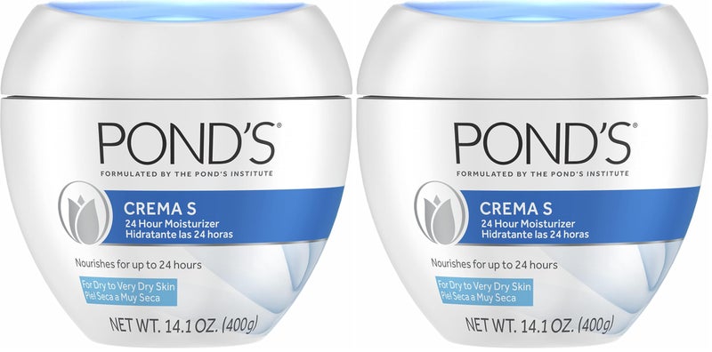 Pond's Crema S Nourishing Face Moisturizer for Women, Skin Care Facial Moisturizer Cream for Dry to Very Dry Skin, Nourishes for up to 24 hours 14.1 oz (Pack of 2) - Image 1