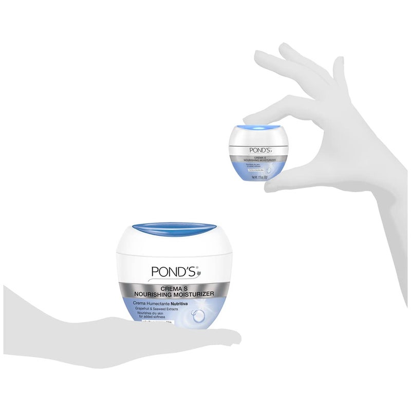 Pond's Crema S Nourishing Face Moisturizer for Women, Skin Care Facial Moisturizer Cream for Dry to Very Dry Skin, Nourishes for up to 24 hours 14.1 oz (Pack of 2) - Image 5