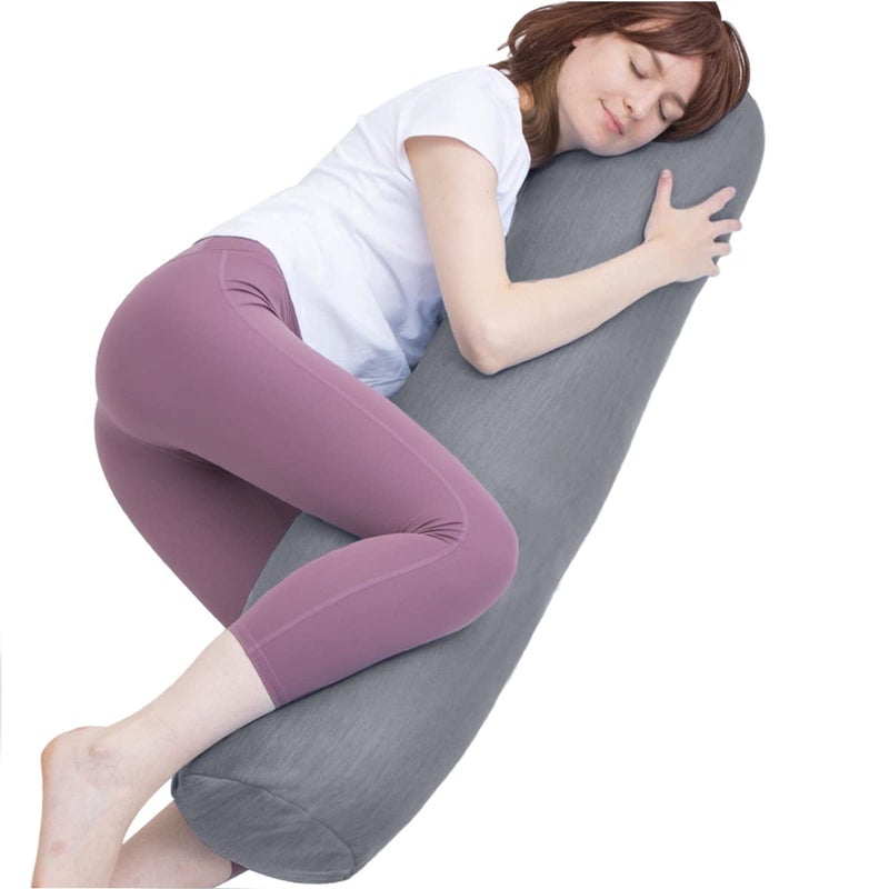 1 MIDDLE ONE Body Pillow Bolster Pillow with Cooling Cover Long Round Roll Cylinder Pillow for Bed 47 x 787 Grey