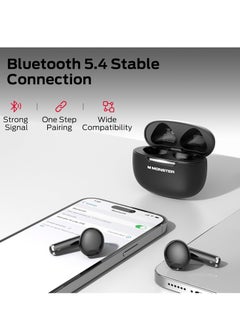 Monster N-Lite 208 Wireless Earbuds Bluetooth 5.4 Built-in Mic, Bluetooth Earbuds Touch Control, Headphones Bluetooth Wireless with 30H Playtime, Type-C Fast Charging, Clear Call for Running, Workout  - Image 3