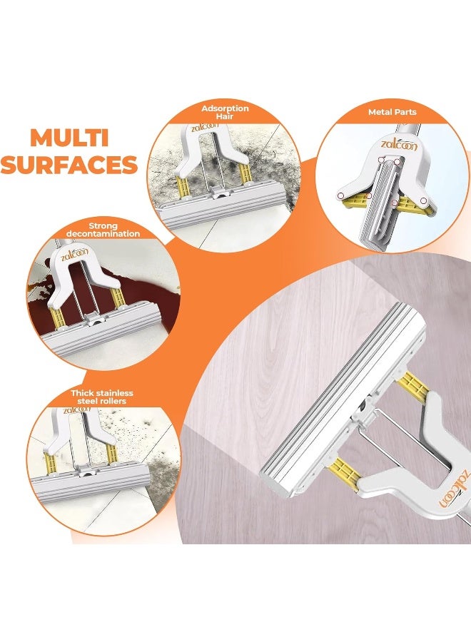 Zalcoon PVA Folding Sponge Mop, Self Squeeze Super Absorbent PVA Sponge Heads | Telescopic Metal Handle | Household Cleaning Tool for Kitchen, Tiles, Multi-Surface Hard Floors (Pack of 3) - Image 5