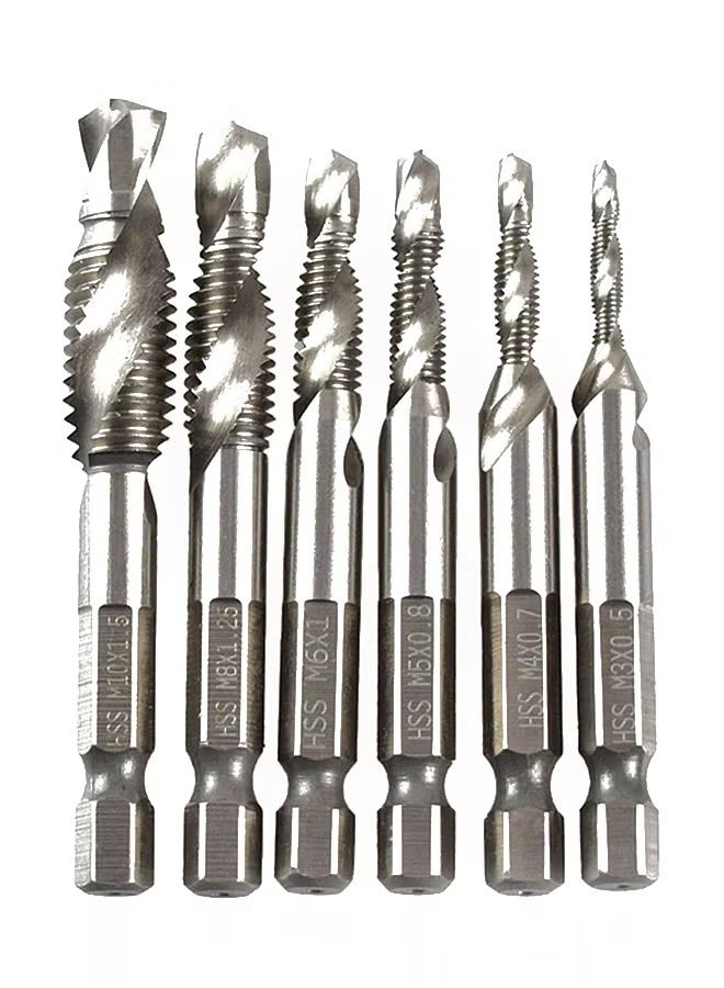 6-Piece Hex High Speed Thread Spiral Screw Set Silver 100grams - Image 1