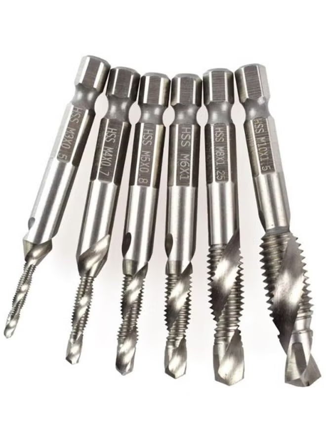 6-Piece Hex High Speed Thread Spiral Screw Set Silver 100grams - Image 2