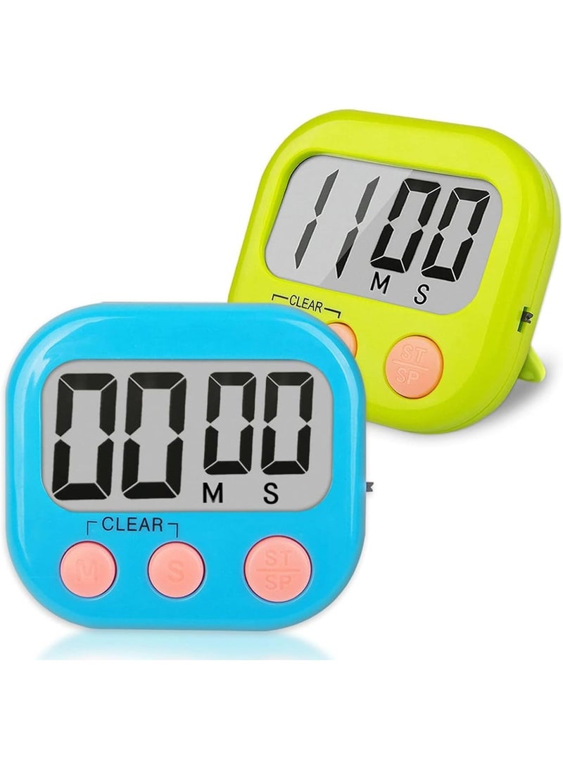 Digital Timer, Magnetic Countdown Timer, Alarm Stopwatch Large Digits Timer Classroom Timer for Kids Teachers 2 Pack Digital Tmers (Green Blue)  - Image 1