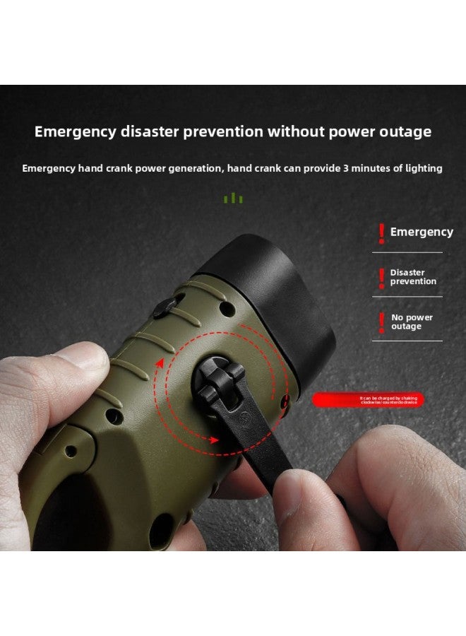 Multi-functional Hand-cranked Flashlight Solar Self-charging Self-generating Portable Home Field Combat Readiness Emergency Equipment