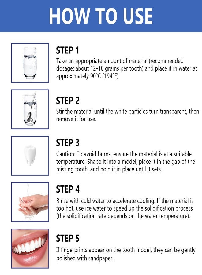 DWFKHT Tooth Repair Kit, Moldable False Teeth, Tooth Replacement Missing Teeth, Teeth Filling Kit Permanent with Tool, Tooth Repair Kit for Broken Teeth, Temporary Tooth Filling Kit, Moldable Teeth（50ML） - Image 3