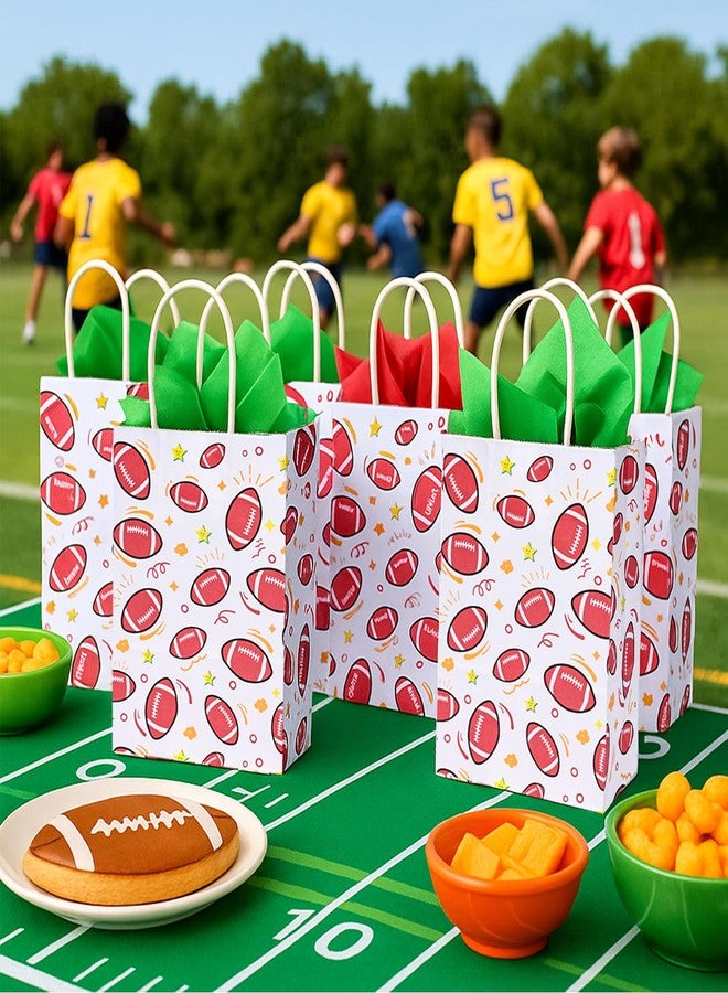 شيندل أكياس هدايا ورقية من شيندل، أكياس هدايا كرة القدم بمقابض، 5.5 × 2.8 × 8 بوصات، عبوة من 16 كيسًا لوجبات الفريق الخفيفة ومستلزمات حفلات أعياد ميلاد الأطفال - Image 2