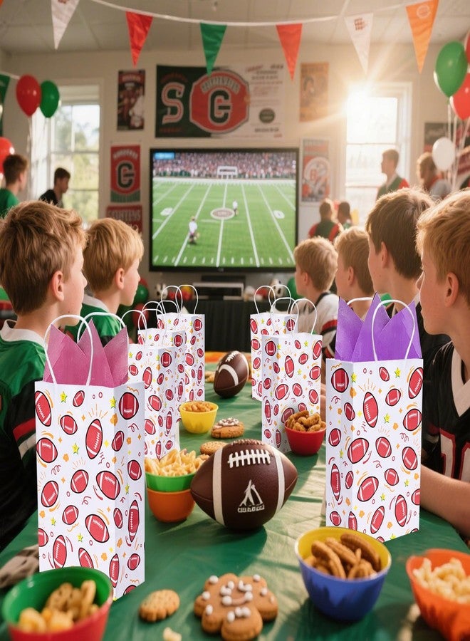 شيندل أكياس هدايا ورقية من شيندل، أكياس هدايا كرة القدم بمقابض، 5.5 × 2.8 × 8 بوصات، عبوة من 16 كيسًا لوجبات الفريق الخفيفة ومستلزمات حفلات أعياد ميلاد الأطفال - Image 3