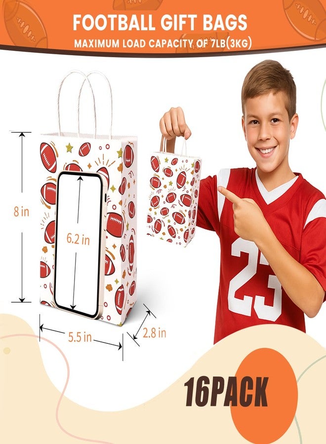 شيندل أكياس هدايا ورقية من شيندل، أكياس هدايا كرة القدم بمقابض، 5.5 × 2.8 × 8 بوصات، عبوة من 16 كيسًا لوجبات الفريق الخفيفة ومستلزمات حفلات أعياد ميلاد الأطفال - Image 5