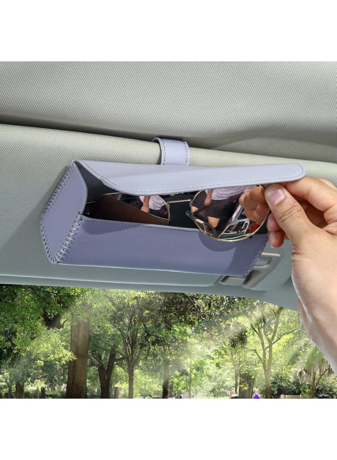 Car Sun Visor Sunglasses Holder, Auto Eyeglasses Organizer Clip Leather Visor Accessories Glasses Storage Case, Universal Automotive Sunglasses Protective Box - Image 1