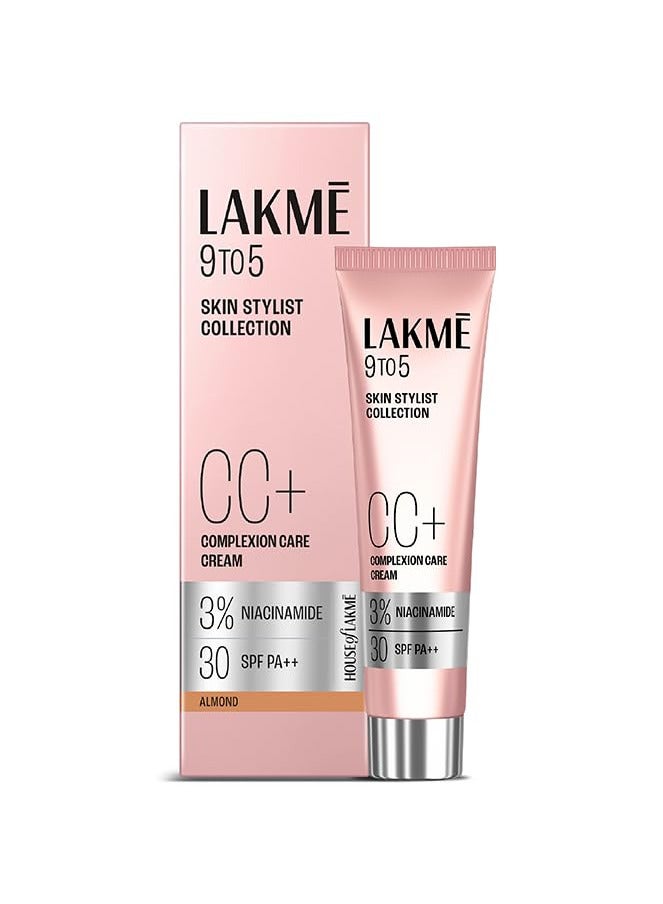 لاكمي كريم CC للعناية بالبشرة من 9 إلى 5 سكين ستايلست كوليكشن، عامل حماية من الشمس SPF 30 PA++، اللوز 30 جم - Image 1