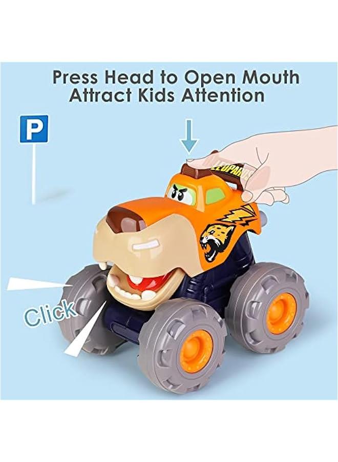 Toddler Monster Truck Toy, Baby Pull Back Toy Car 1 2 3 Year Old Boy, BigWheels Play Vehicles, Friction Powered, Babies Push Go Animal Car, Cool Birthday Gift for 12 18 24 Month Kid Girl - Image 3