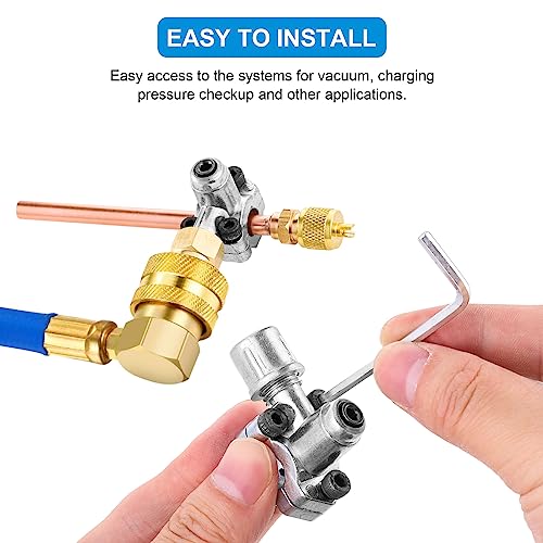 Tigbear Bullet Piercing Valve Kit, 1/4 SAE Service Access for 1/4, 5/16, 3/8 Inch Outside Diameter Pipes, HVAC Line for Refrigerator Repair (3.54'' Stem + Retrofit Valve) - Image 4