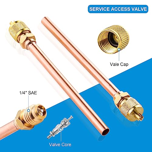 Tigbear Bullet Piercing Valve Kit, 1/4 SAE Service Access for 1/4, 5/16, 3/8 Inch Outside Diameter Pipes, HVAC Line for Refrigerator Repair (3.54'' Stem + Retrofit Valve) - Image 2