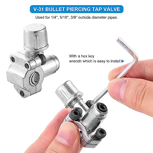Tigbear Bullet Piercing Valve Kit, 1/4 SAE Service Access for 1/4, 5/16, 3/8 Inch Outside Diameter Pipes, HVAC Line for Refrigerator Repair (3.54'' Stem + Retrofit Valve) - Image 3