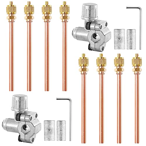 Tigbear Bullet Piercing Valve Kit, 1/4 SAE Service Access for 1/4, 5/16, 3/8 Inch Outside Diameter Pipes, HVAC Line for Refrigerator Repair (3.54'' Stem + Retrofit Valve) - Image 1