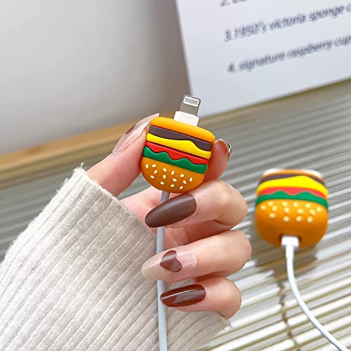 Like Star Protective Case Cover 4in1 Compatible with Apple 20W/18W iPhone USB-C Power Adapter Charger Protection Case with Wire Saver, 3D Cartoon Character Case 360 Degree Protection Cover(Burger) - Image 2