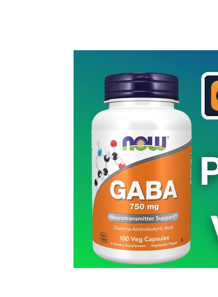 now Gaba 750mg 100 Veg Capsules - Image 1