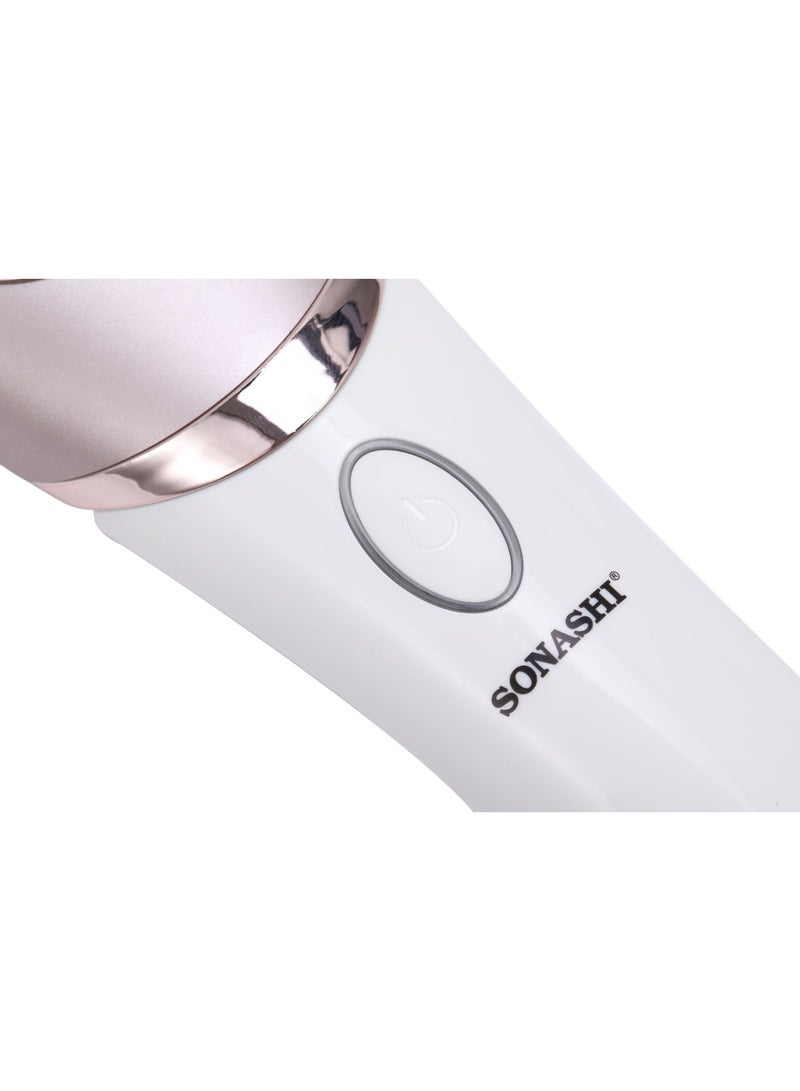 SONASHI 6-in-1 Rechargeable Lady Shaver | Washable Epilator with 5 Attachments | Stainless Steel Blades, Callous Remover & LED Light | 2-Speed Levels | Up to 90 Minutes Working Time | 5W Power, 1400mAh Battery | SLD-825 White/Rose Gold - Image 3