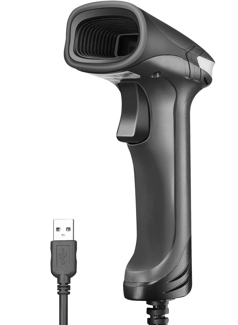USB Long Range Barcode Scanner Handheld Wired Bar Code Reader Data Matrix for Mobile Payment Pos System, Supermarket Inventory Management, Plug and Play, Extra Cable for Book, Warehouse - Image 1