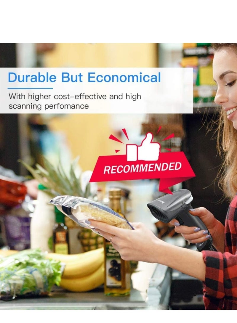 USB Long Range Barcode Scanner Handheld Wired Bar Code Reader Data Matrix for Mobile Payment Pos System, Supermarket Inventory Management, Plug and Play, Extra Cable for Book, Warehouse - Image 4