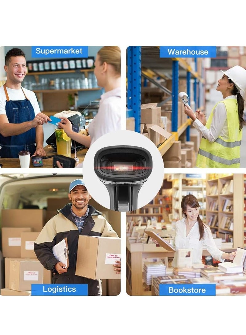 USB Long Range Barcode Scanner Handheld Wired Bar Code Reader Data Matrix for Mobile Payment Pos System, Supermarket Inventory Management, Plug and Play, Extra Cable for Book, Warehouse - Image 2