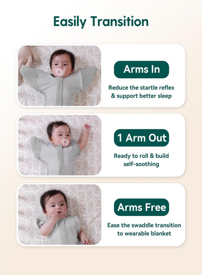 BABELIO Baby Swaddle Temp-Sensing Detachable Zip Sleeves Transitional Swaddle 2-Way Zipper Infant Sleep Sack 3-6 Month Dark Gray - Image 2