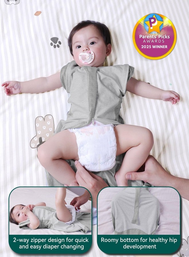 BABELIO Baby Swaddle Temp-Sensing Detachable Zip Sleeves Transitional Swaddle 2-Way Zipper Infant Sleep Sack 3-6 Month Dark Gray - Image 4