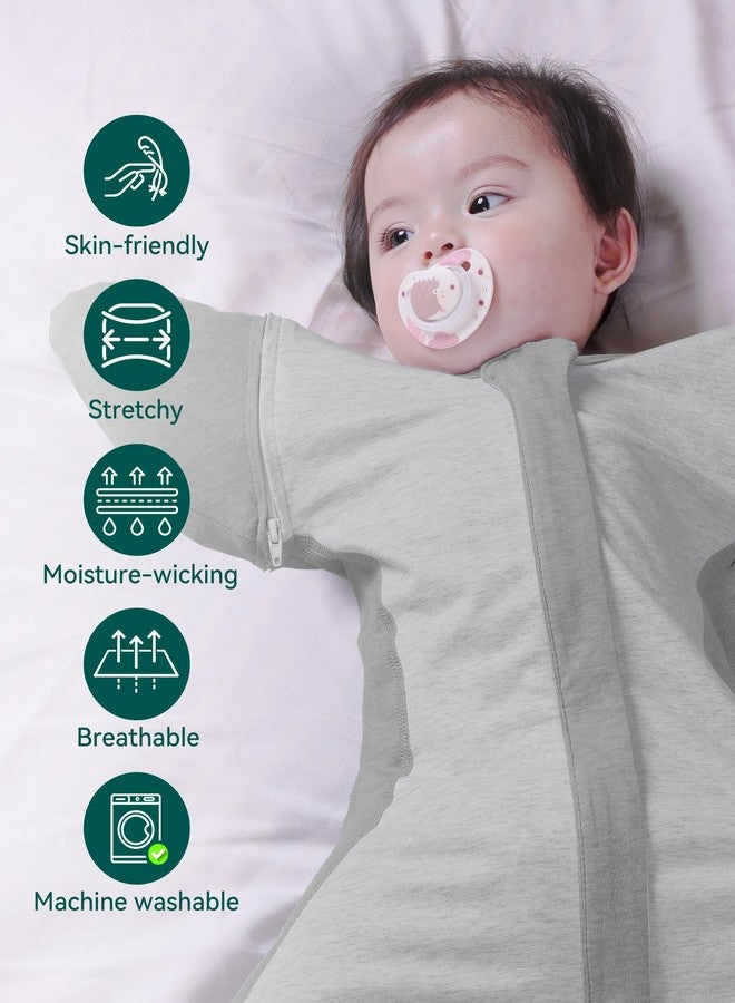 BABELIO Baby Swaddle Temp-Sensing Detachable Zip Sleeves Transitional Swaddle 2-Way Zipper Infant Sleep Sack 3-6 Month Dark Gray - Image 5