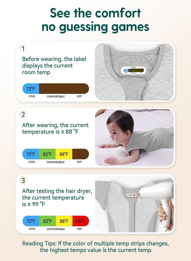 BABELIO Baby Swaddle Temp-Sensing Detachable Zip Sleeves Transitional Swaddle 2-Way Zipper Infant Sleep Sack 3-6 Month Dark Gray - Image 3