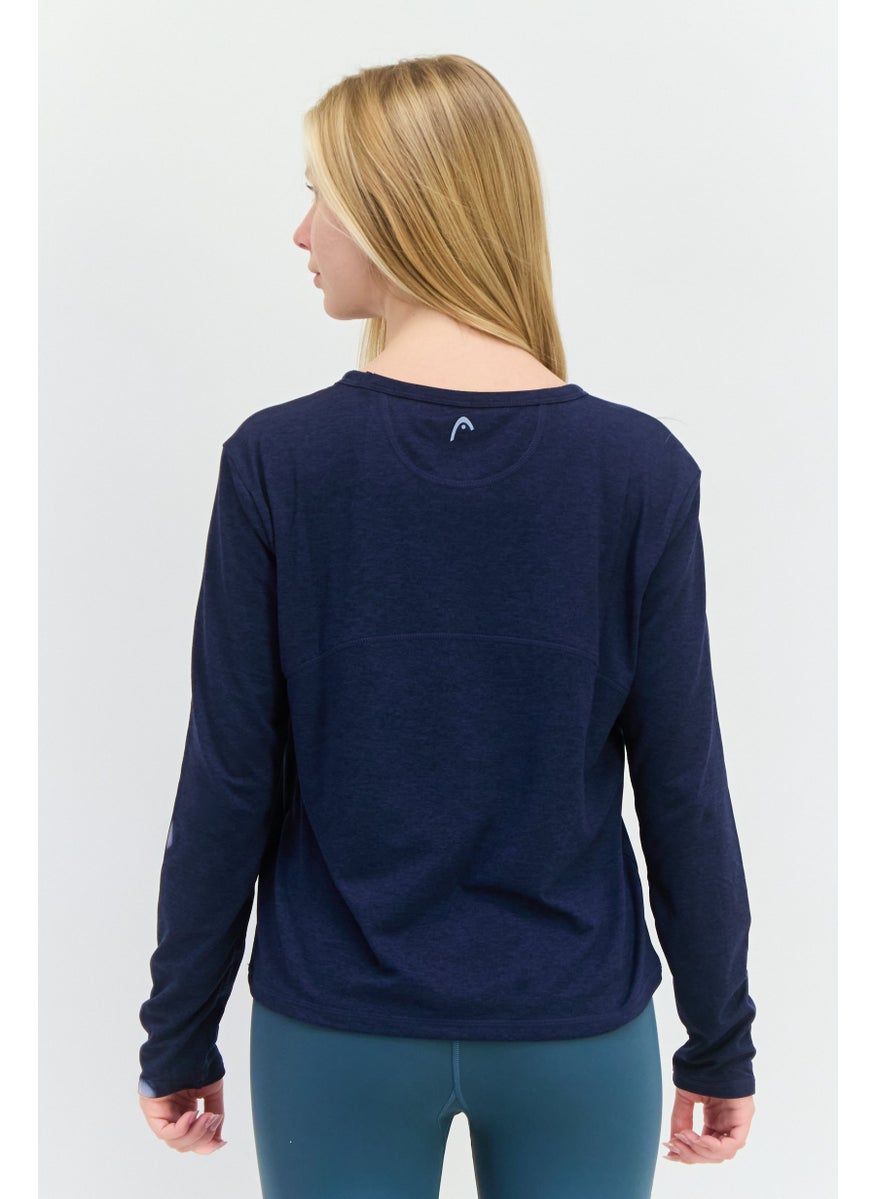 HEAD - Women Relaxed Fit Long Sleeve Outdoor T-Shirt, Navy - Image 1
