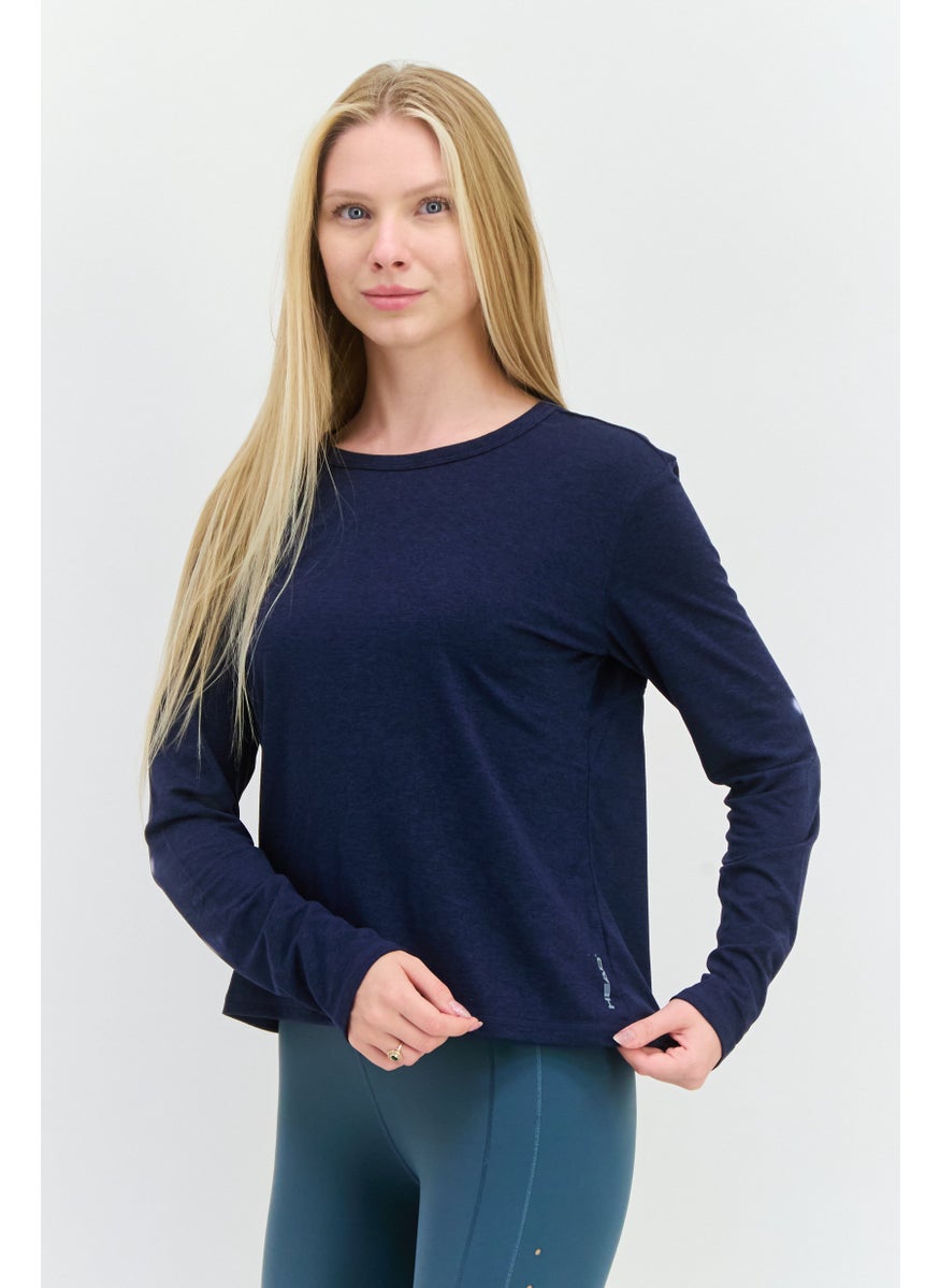 HEAD - Women Relaxed Fit Long Sleeve Outdoor T-Shirt, Navy - Image 1
