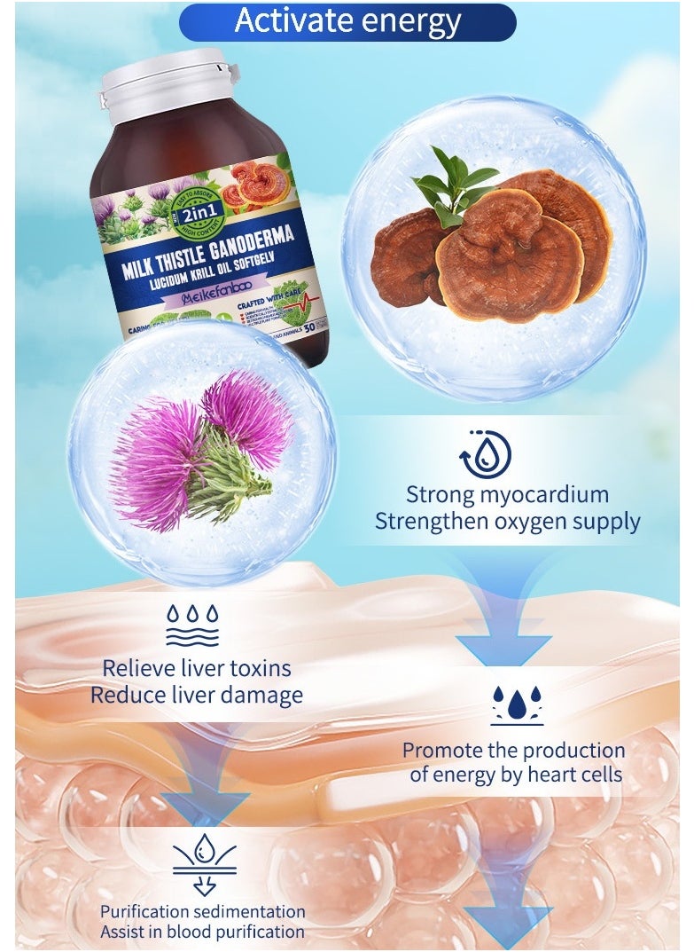 DHOP Milk Thistle, Ganoderma Lucidum and Krill Oil Gel Candy, Nourishes Liver, Protects Heart 2 in 1 30 pieces  - Image 4