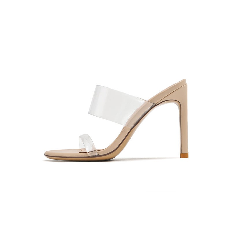 Transparent High Heels Slimming Style Transparent Chunky Heel Sandals - Image 1