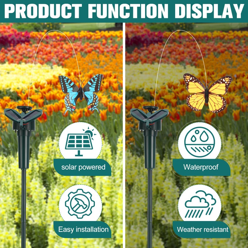 Rossesay 6 Pcs Solar Flying Moving Fluttering Waterproof Garden Stakes Decorations for Home Yard Pathway Garden Landscape Christmas Outdoor Indoor Centerpieces Gift Decorations (Butterfly) - Image 4
