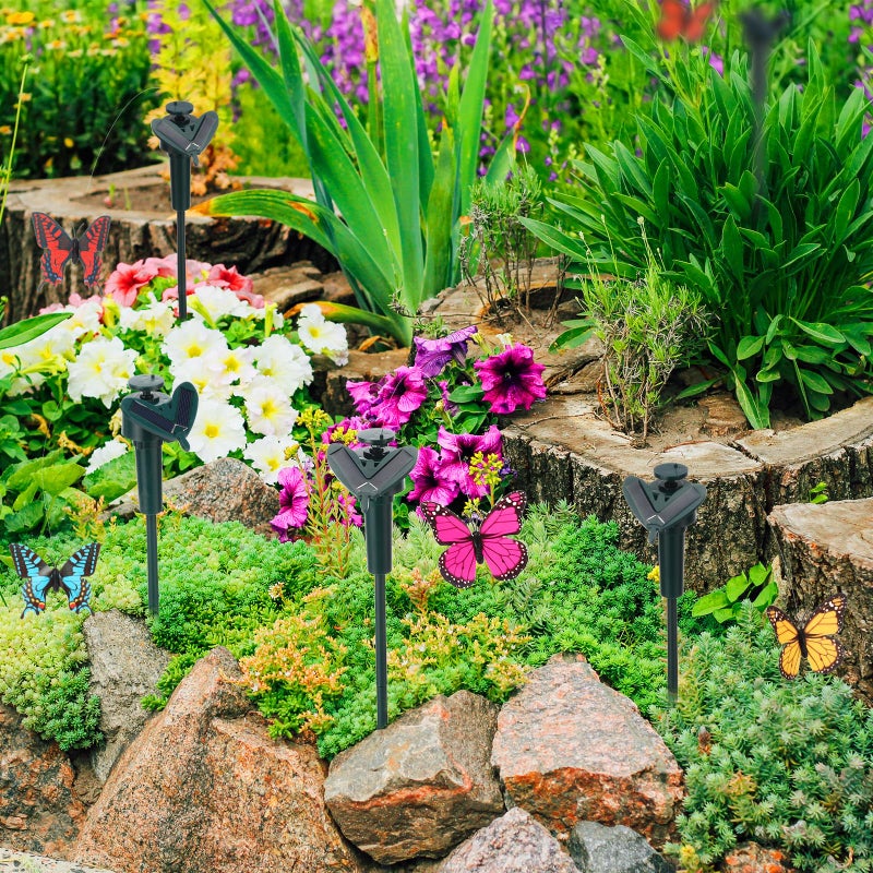 Rossesay 6 Pcs Solar Flying Moving Fluttering Waterproof Garden Stakes Decorations for Home Yard Pathway Garden Landscape Christmas Outdoor Indoor Centerpieces Gift Decorations (Butterfly) - Image 5