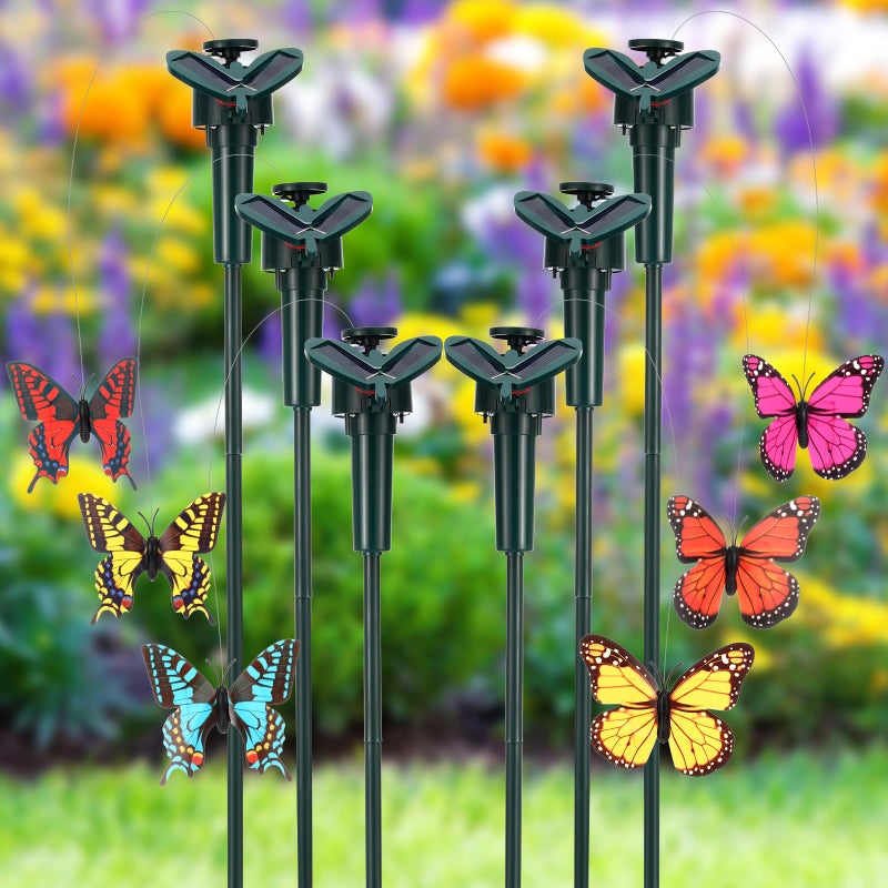 Rossesay 6 Pcs Solar Flying Moving Fluttering Waterproof Garden Stakes Decorations for Home Yard Pathway Garden Landscape Christmas Outdoor Indoor Centerpieces Gift Decorations (Butterfly) - Image 1