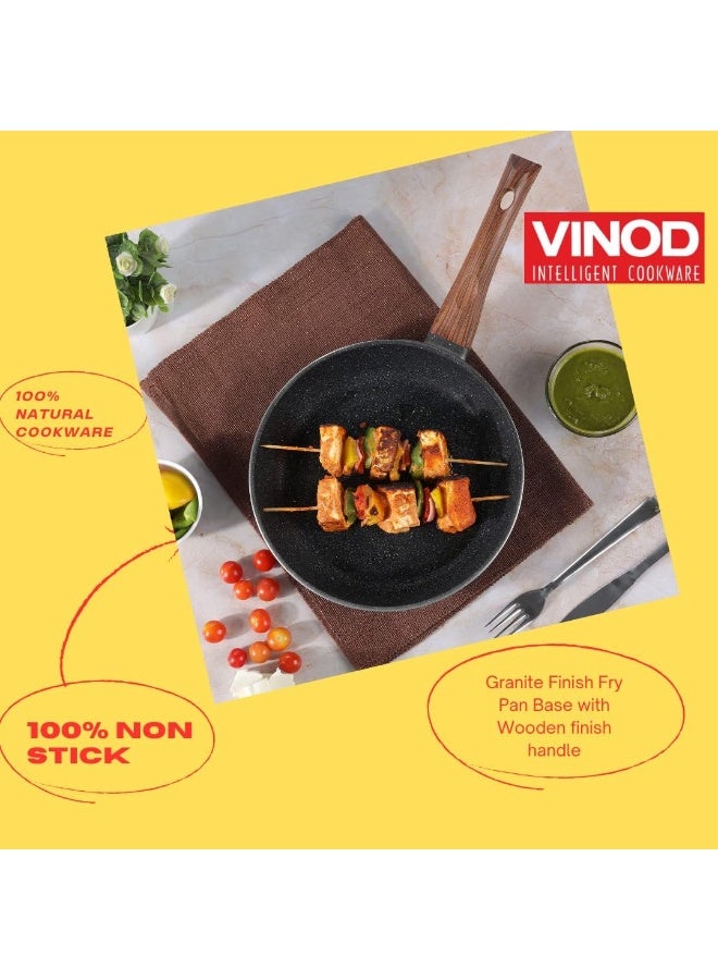 VINOD مقلاة فينود زست بلس غير لاصقة من الألمنيوم المصبوب 24 سم باللون الأسود، مناسبة للطهي على الحث مع مقبض بتشطيب خشبي - Image 3