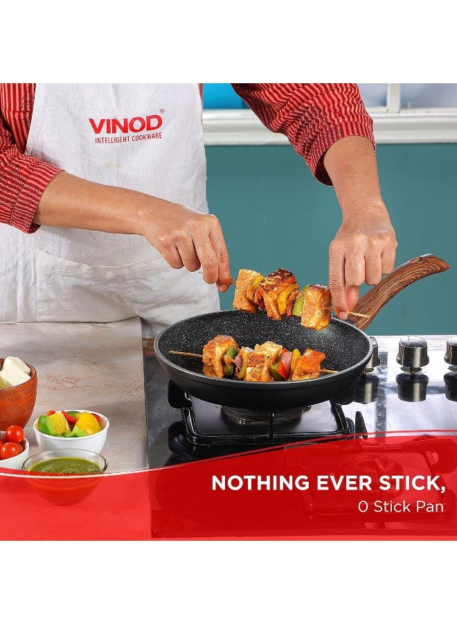 VINOD مقلاة فينود زست بلس غير لاصقة من الألمنيوم المصبوب 24 سم باللون الأسود، مناسبة للطهي على الحث مع مقبض بتشطيب خشبي - Image 4
