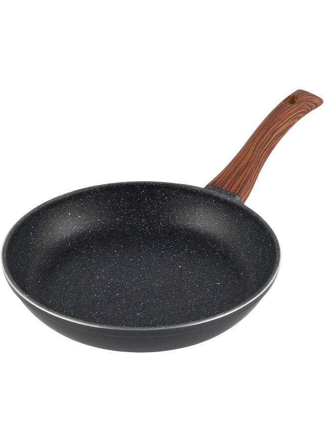 VINOD مقلاة فينود زست بلس غير لاصقة من الألمنيوم المصبوب 24 سم باللون الأسود، مناسبة للطهي على الحث مع مقبض بتشطيب خشبي - Image 1
