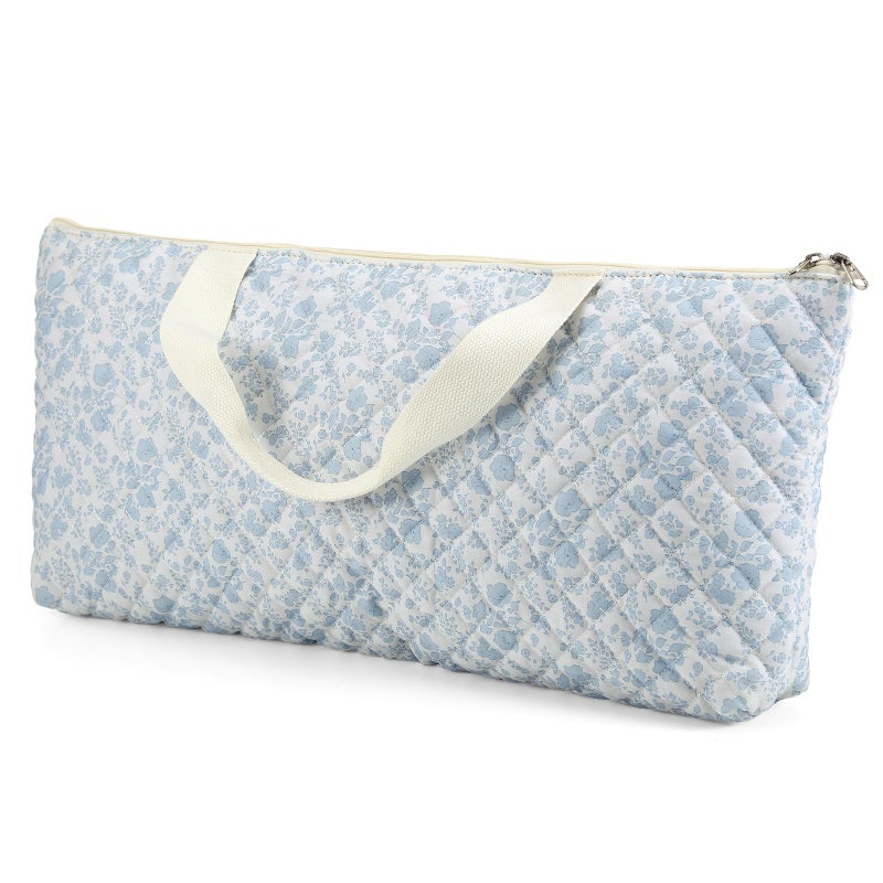 Locmeo Empty Mahjong Bag 216 x 98 x 32 Inches Thickened Quilted Blue Printed Floral Carrying Bag Portable American Tiles Bags for Mahjong Lover GiftFloralLight Blue - Image 3