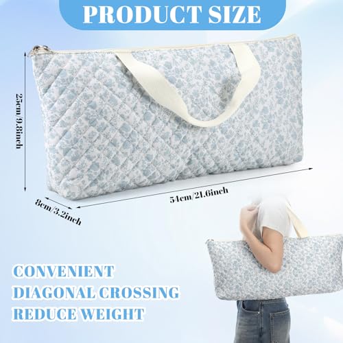 Locmeo Empty Mahjong Bag 216 x 98 x 32 Inches Thickened Quilted Blue Printed Floral Carrying Bag Portable American Tiles Bags for Mahjong Lover GiftFloralLight Blue - Image 5