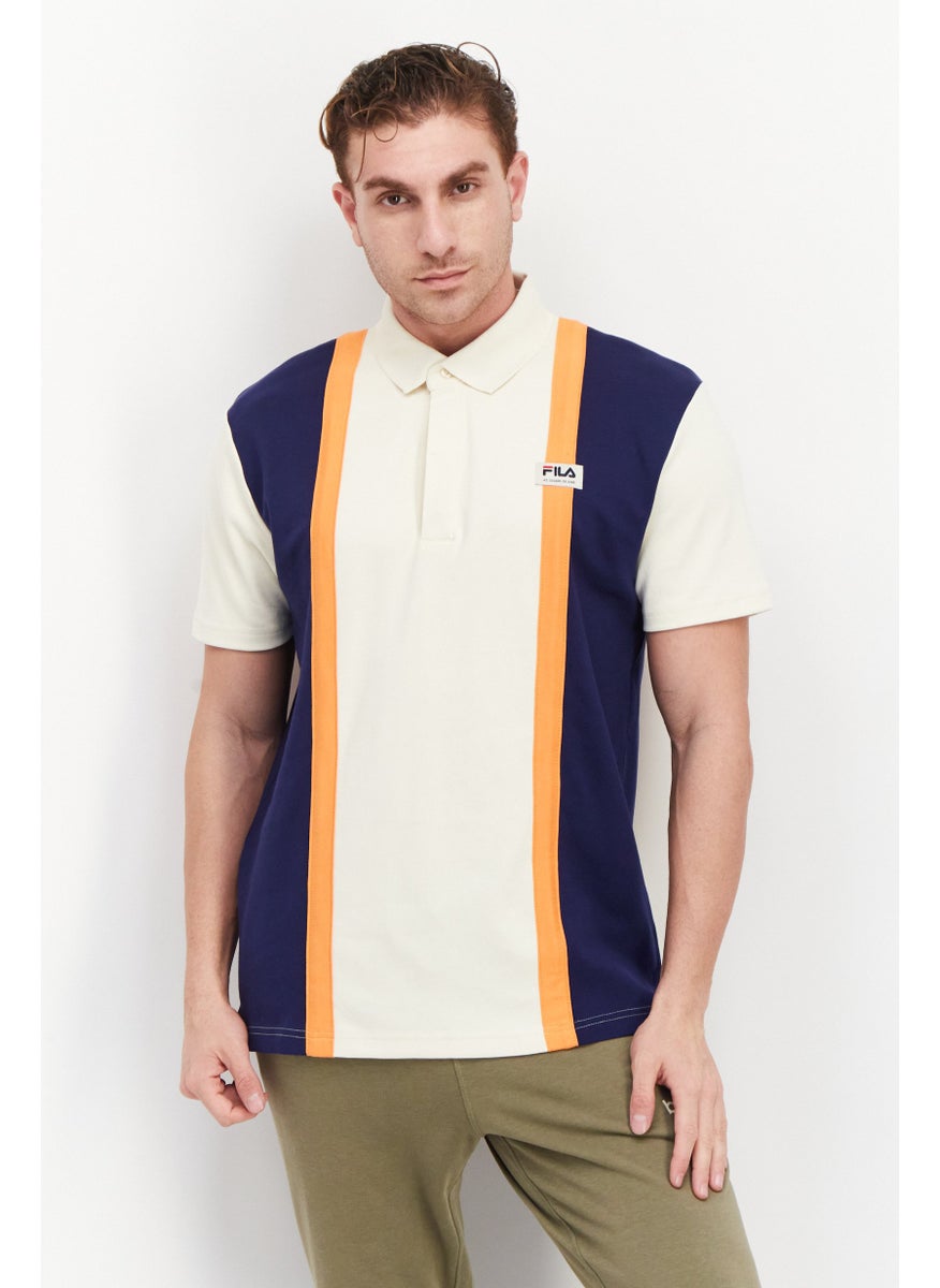 FILA - Men Sportswear Fit Brand Logo Training Polo Shirt, Off White - Image 1